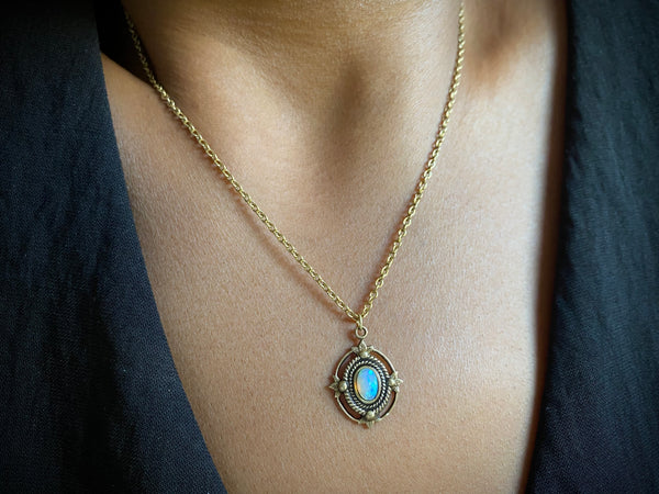 gold opal necklace