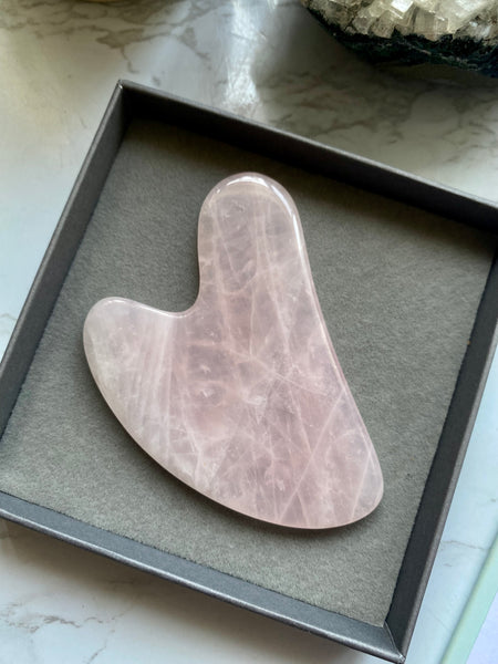 rose quartz crystal gua sha