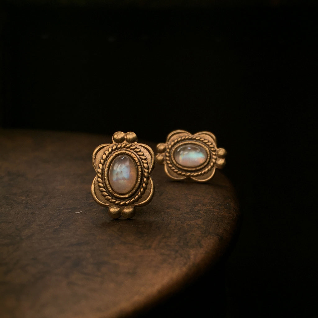 antique moonstone stud earrings