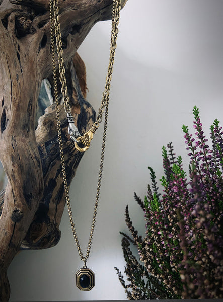 Athena Black Onyx Gold Necklace