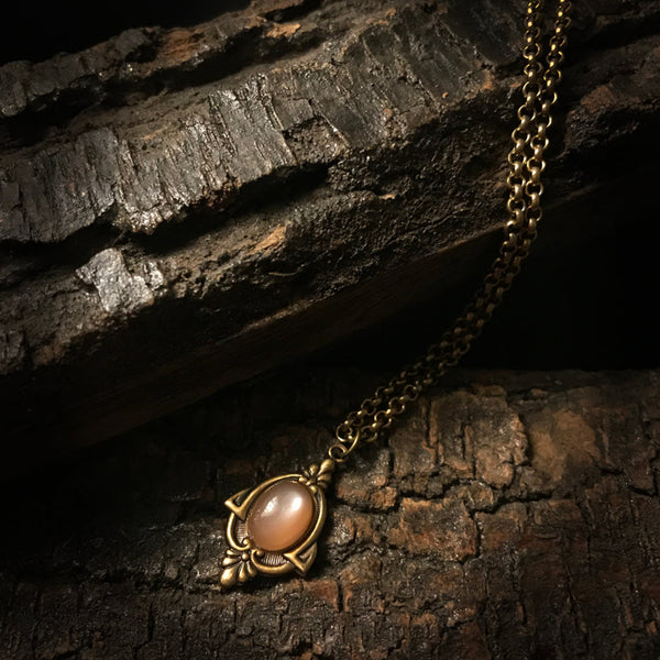 aria gold peach moonstone necklace
