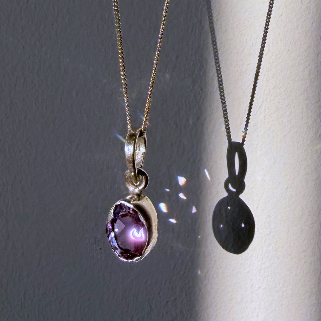 amethyst silver pendant close up