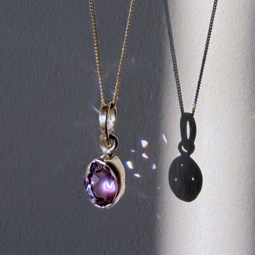Amethyst Solitaire Pendant — Sterling Silver
