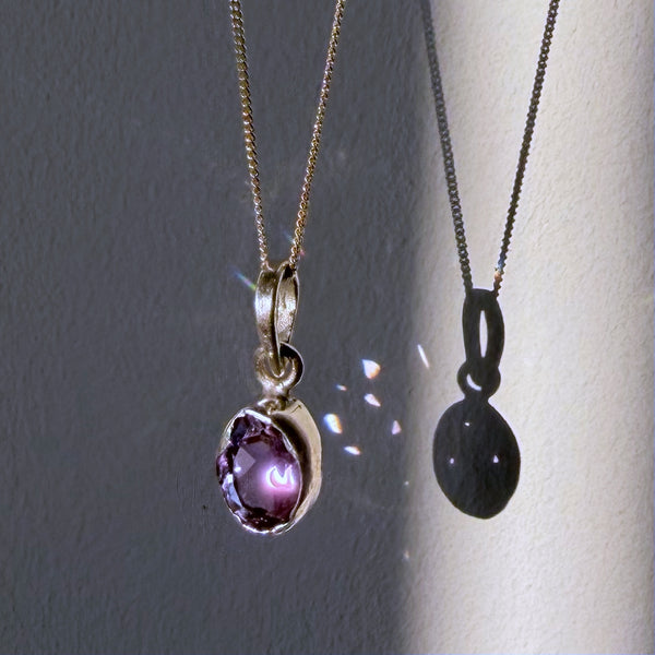 amethyst silver pendant close up