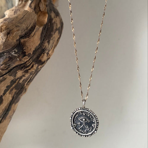 recycled 925 sterling silver eye of horus necklace