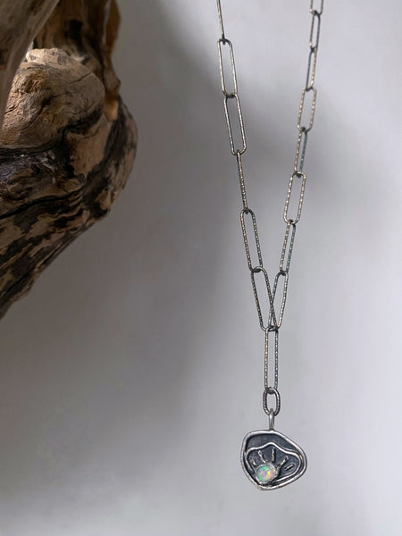 antique silver opal necklace