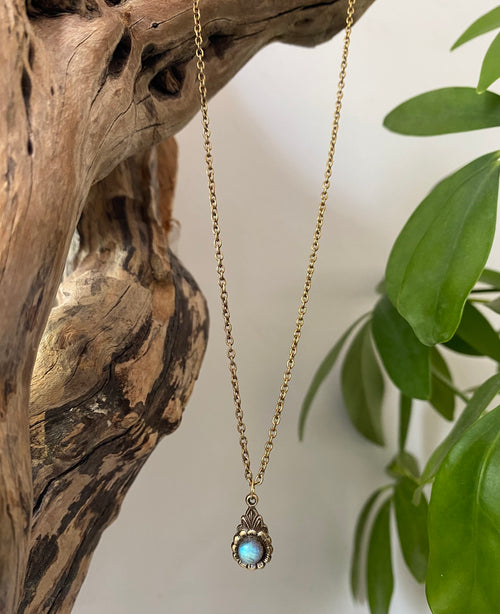 arabella fiery labradorite gold necklace