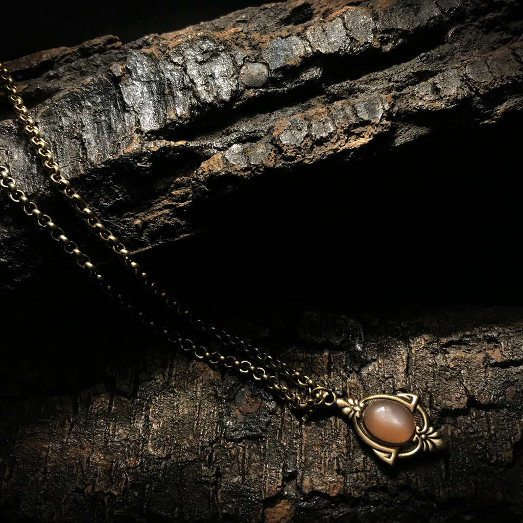 aria peach moonstone art deco necklace