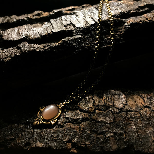 aria peach moonstone antique necklace