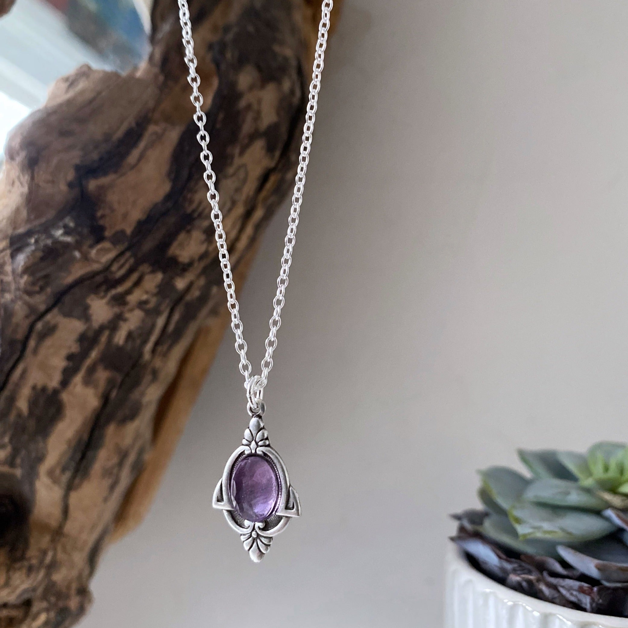 aria silver amethyst necklace