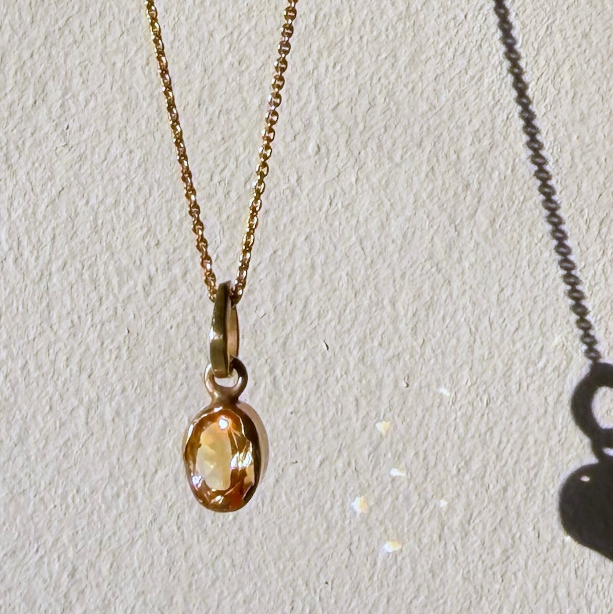 citrine gold pendant up close