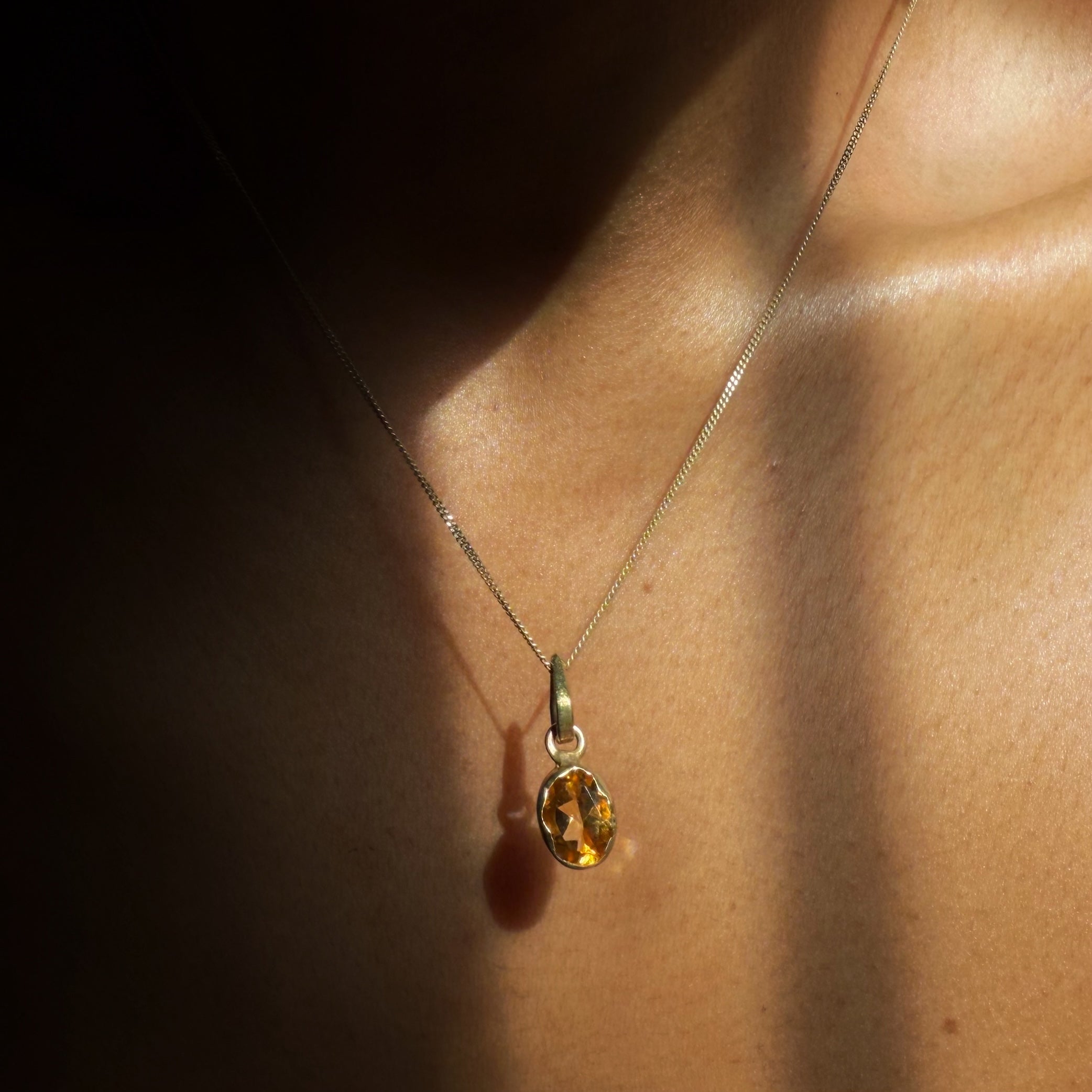 citrine gold necklace on wearing