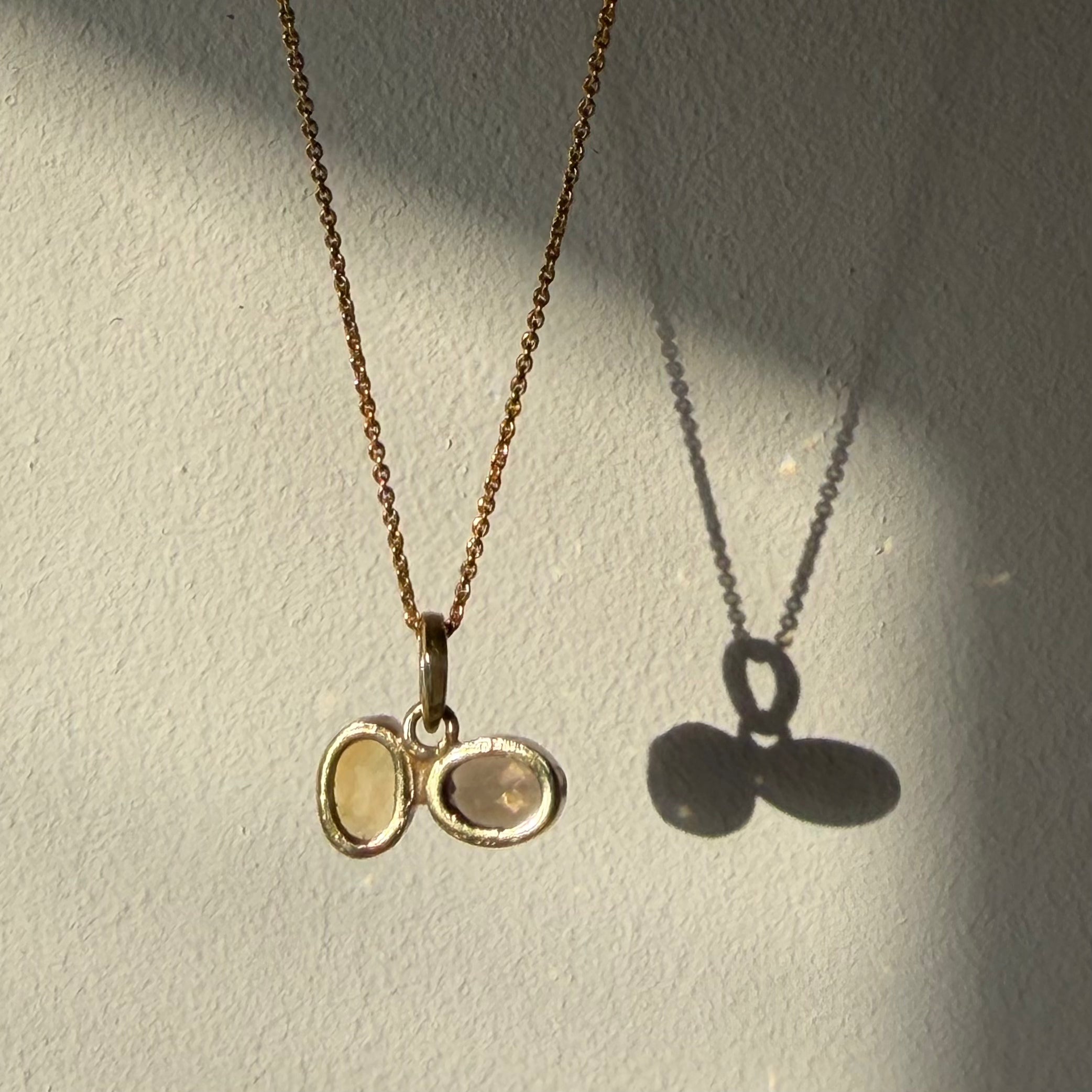 Citrine & Smoky Quartz Toi et Moi Pendant — Gold Dipped Sterling Silver