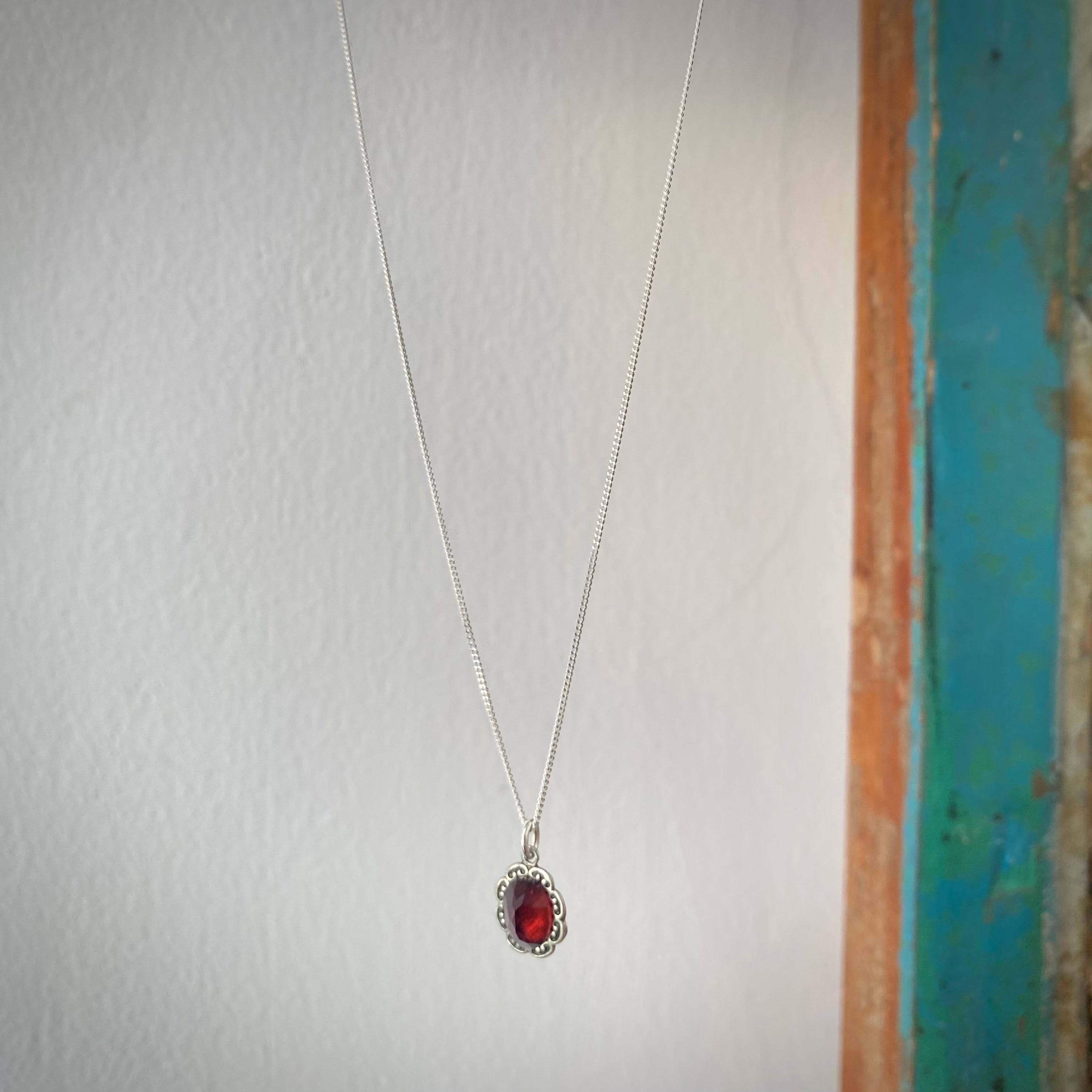 dahlia sterling silver garnet necklace