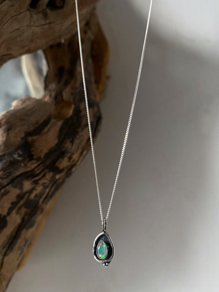 ethical silver opal necklace