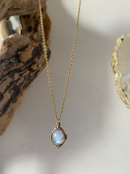 marya gold rainbow moonstone necklace