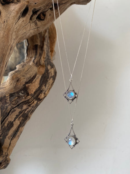 ophelia silver rainbow moonstone necklaces