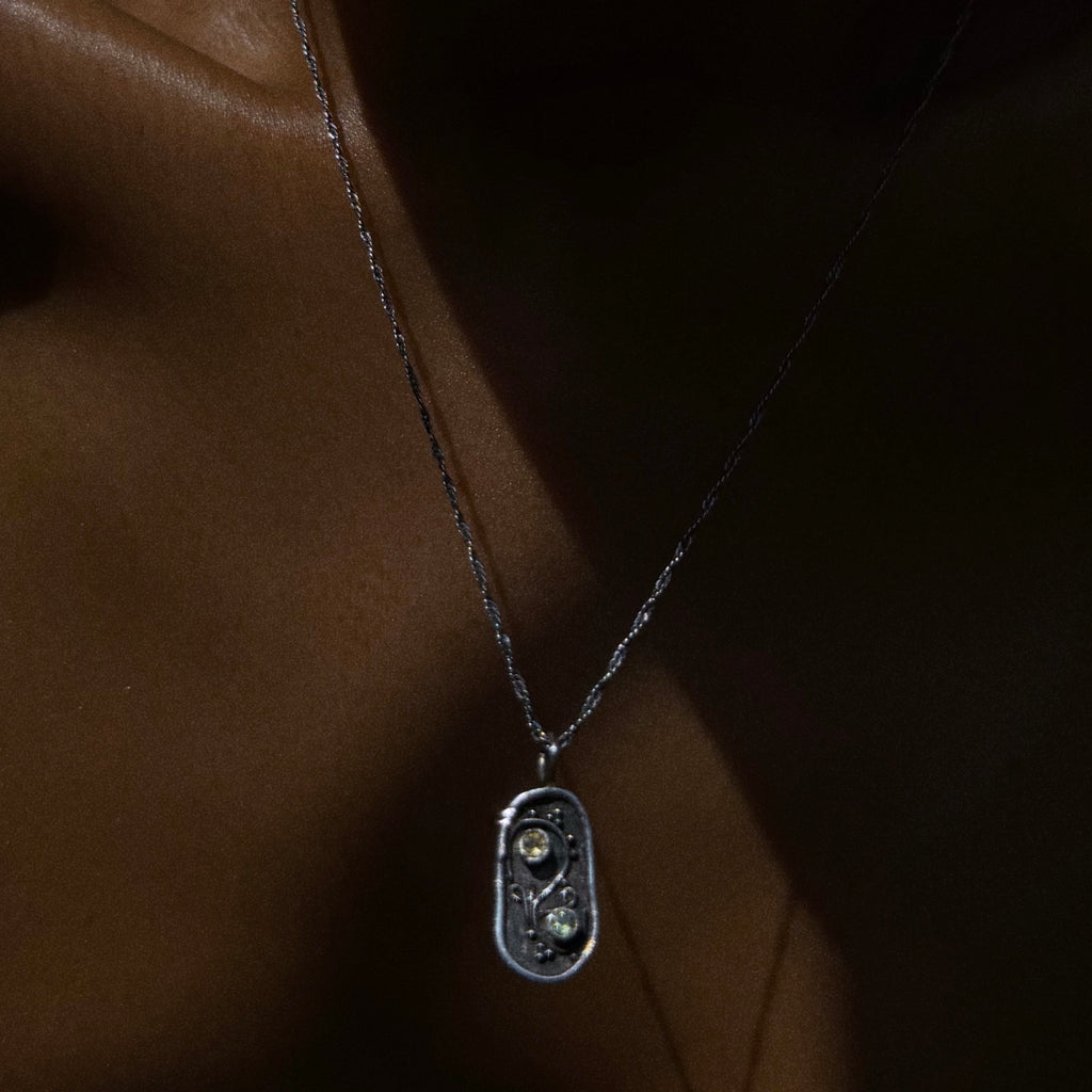 peridot citrine yin yang sterling silver necklace