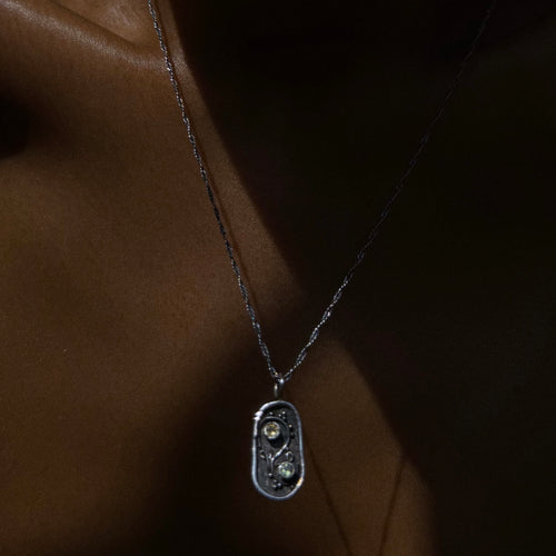 Antique Sterling Silver Yin Yang Talisman — Citrine & Peridot