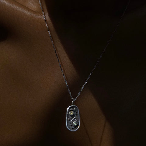 peridot citrine yin yang sterling silver necklace