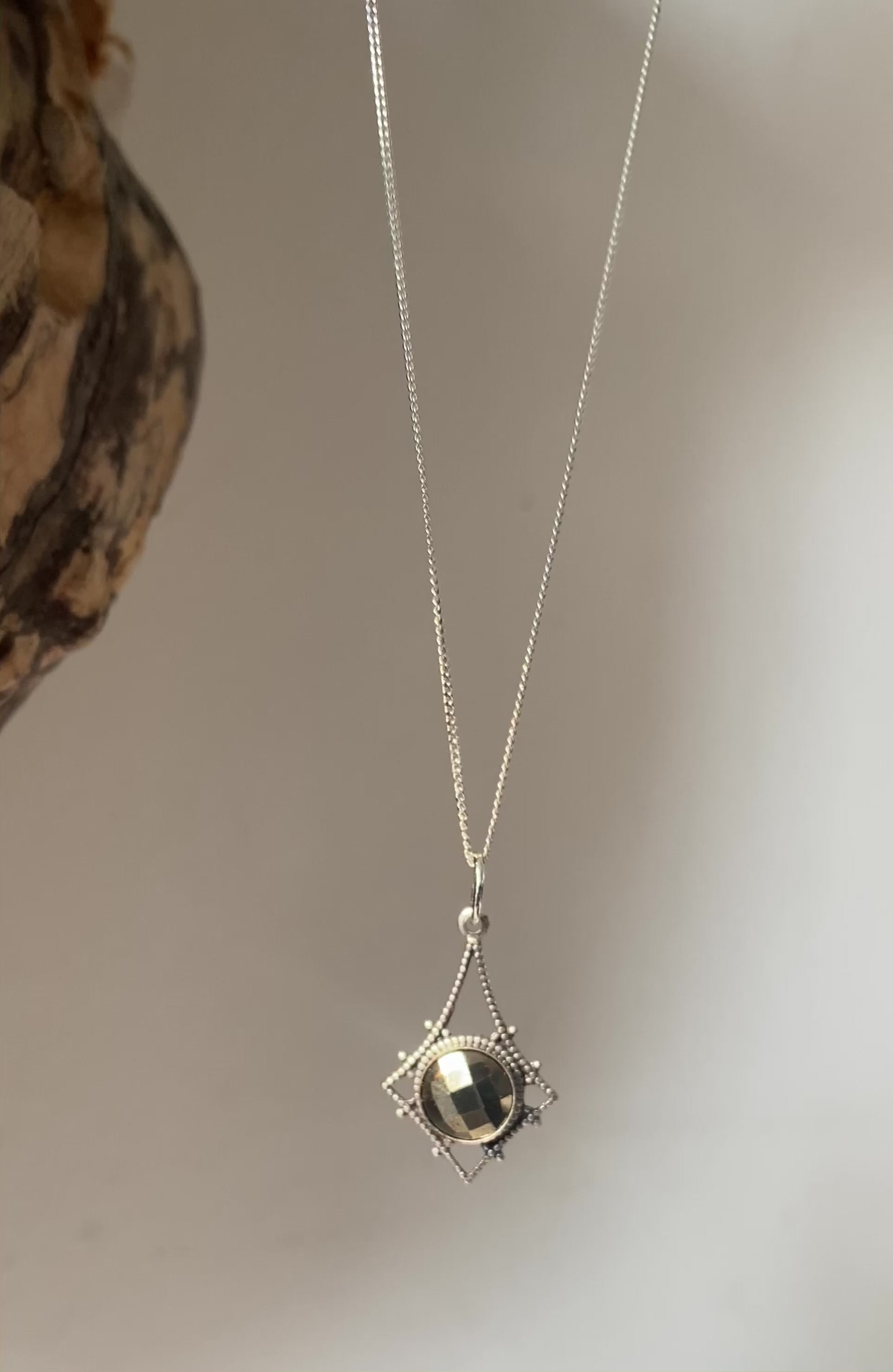 handmade pyrite necklace
