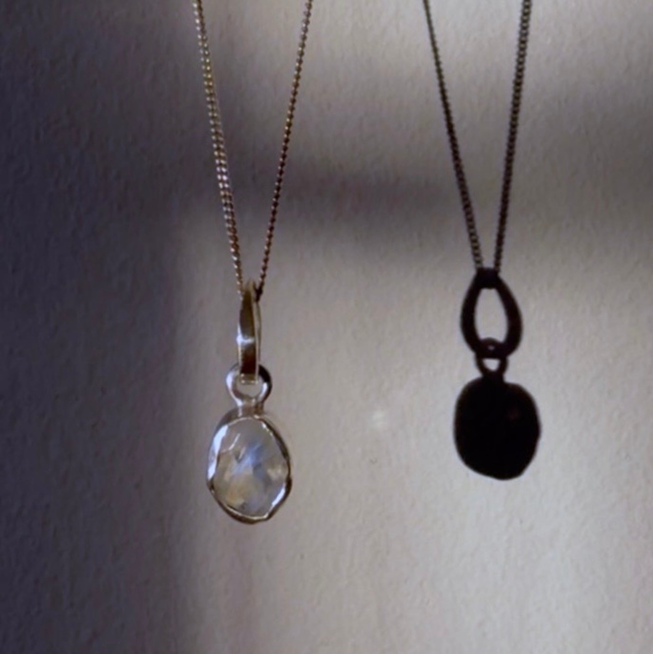 rainbow moonstone silver pendant up close
