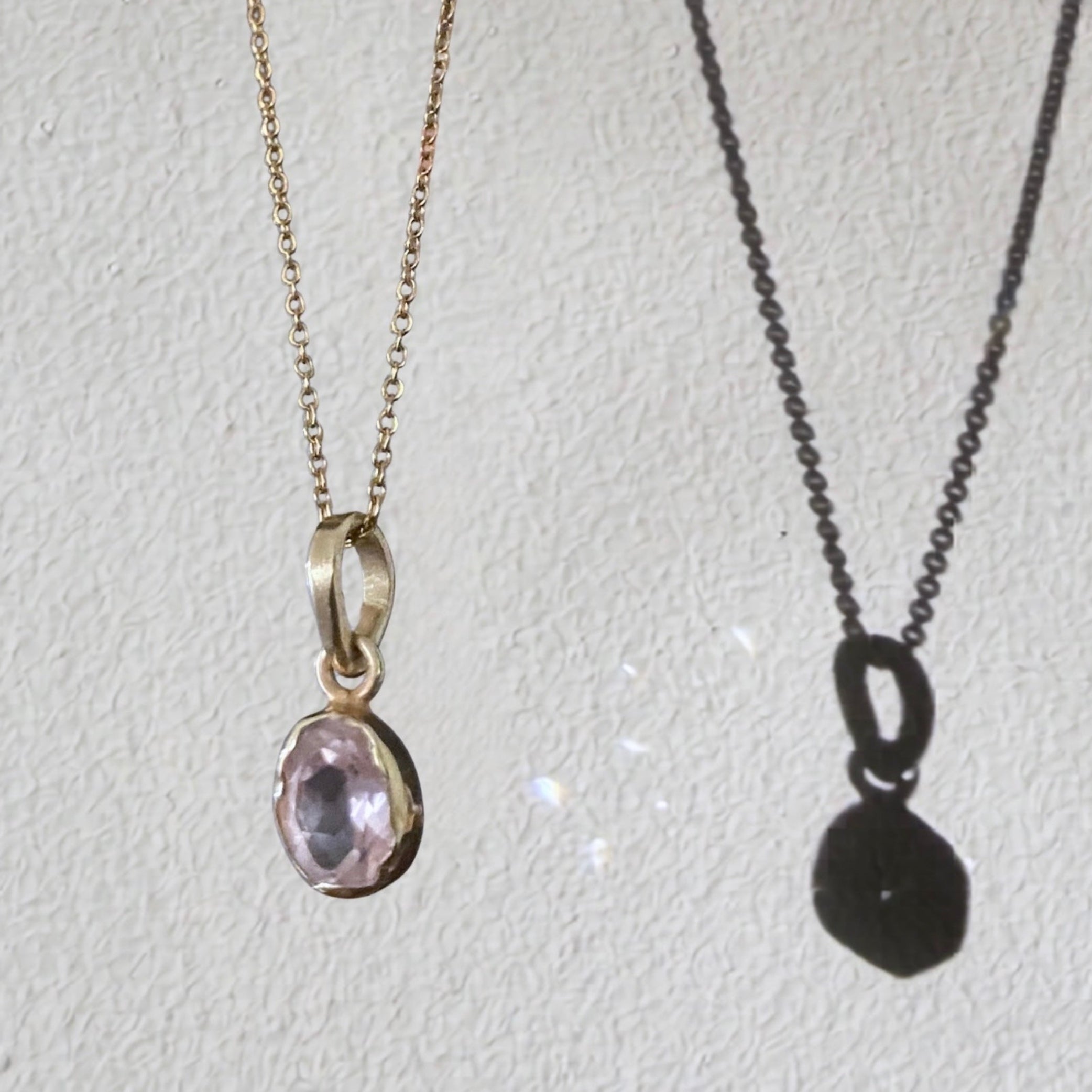 Rose Quartz Solitaire Pendant — Gold Dipped Sterling Silver