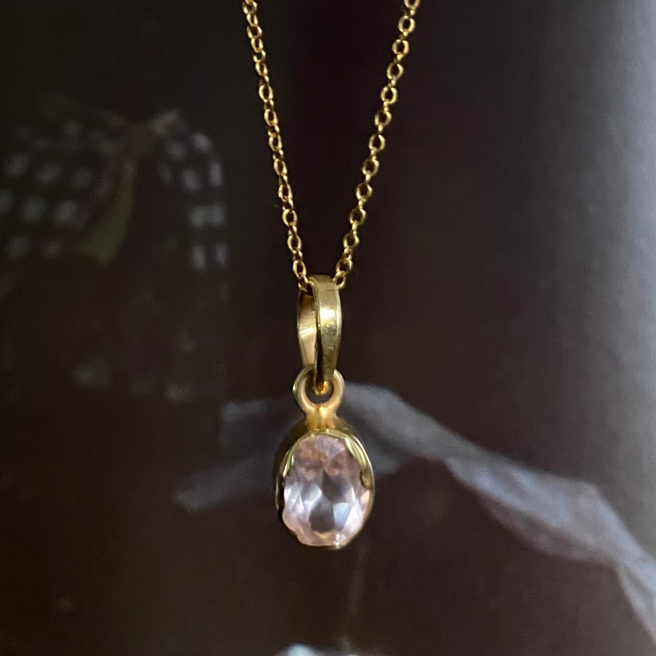 rose quartz gold pendant made in bali