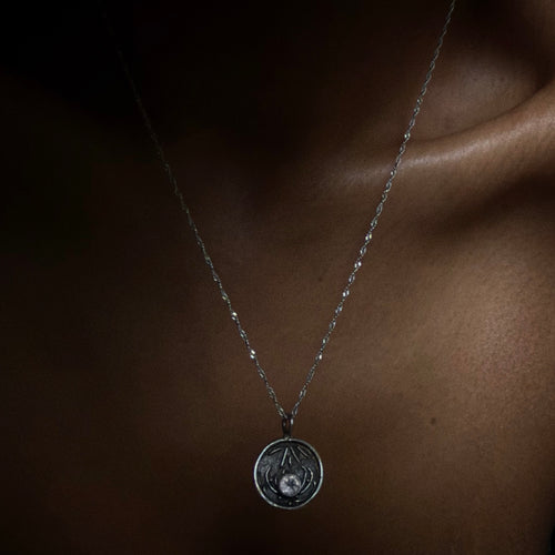 Antique Sterling Silver Lotus Necklace – Rose Quartz