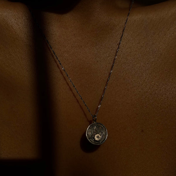 rose quartz lotus sterling silver necklace on wearing