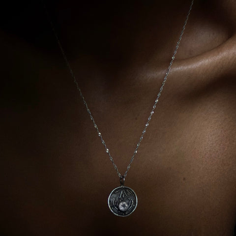 rose quartz lotus sterling silver necklace handcrafted in bali