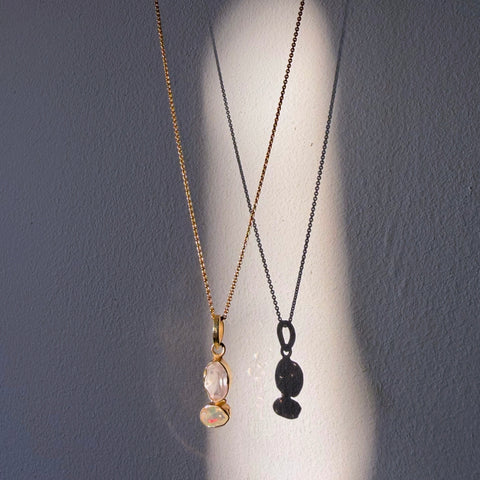 rose quartz opal gold pendant