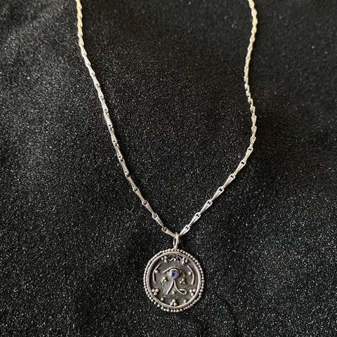 tanzanite silver eye of horus necklace