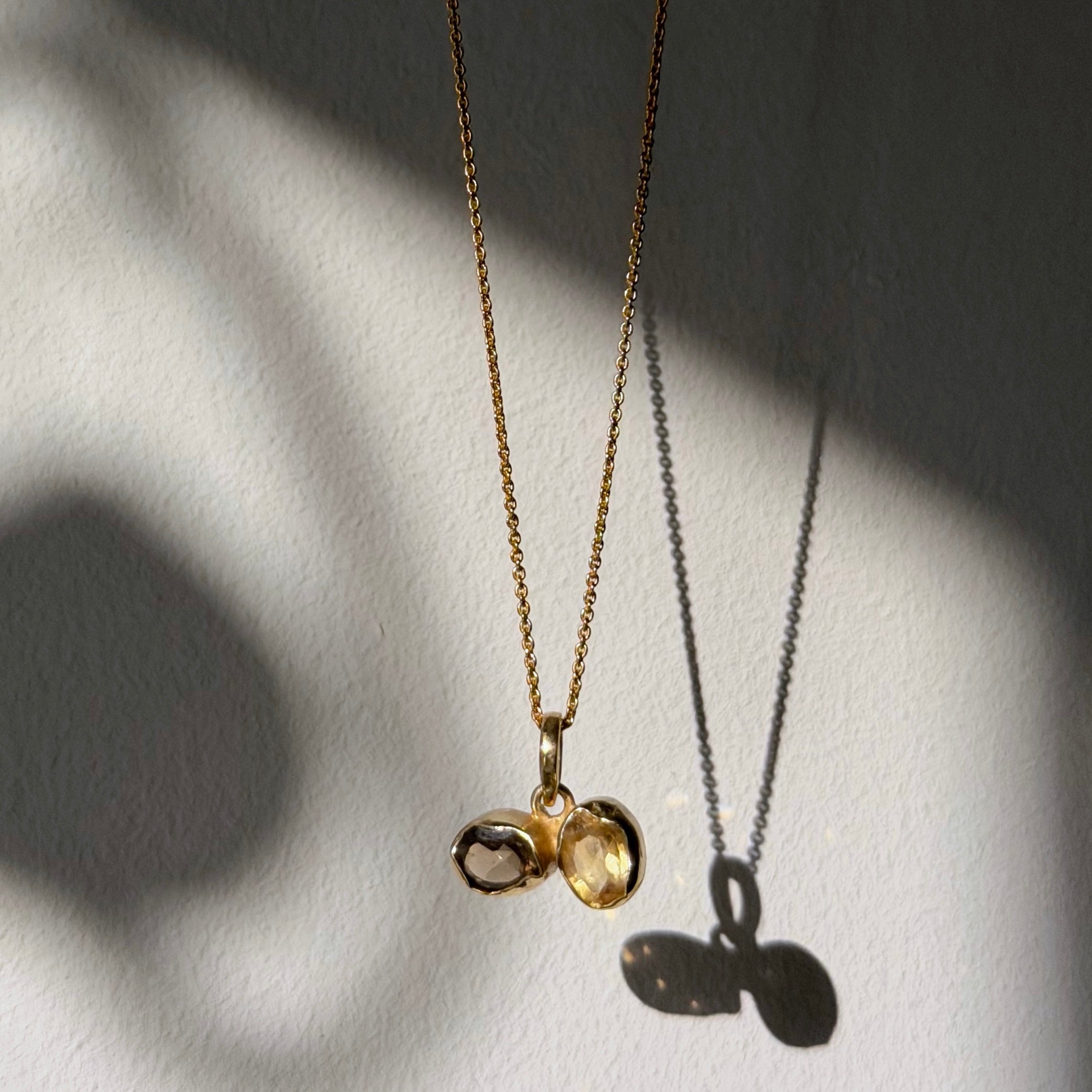 Citrine & Smoky Quartz Toi et Moi Pendant — Gold Dipped Sterling Silver