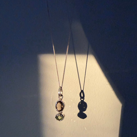 smoky quartz and peridot sterling silver pendant