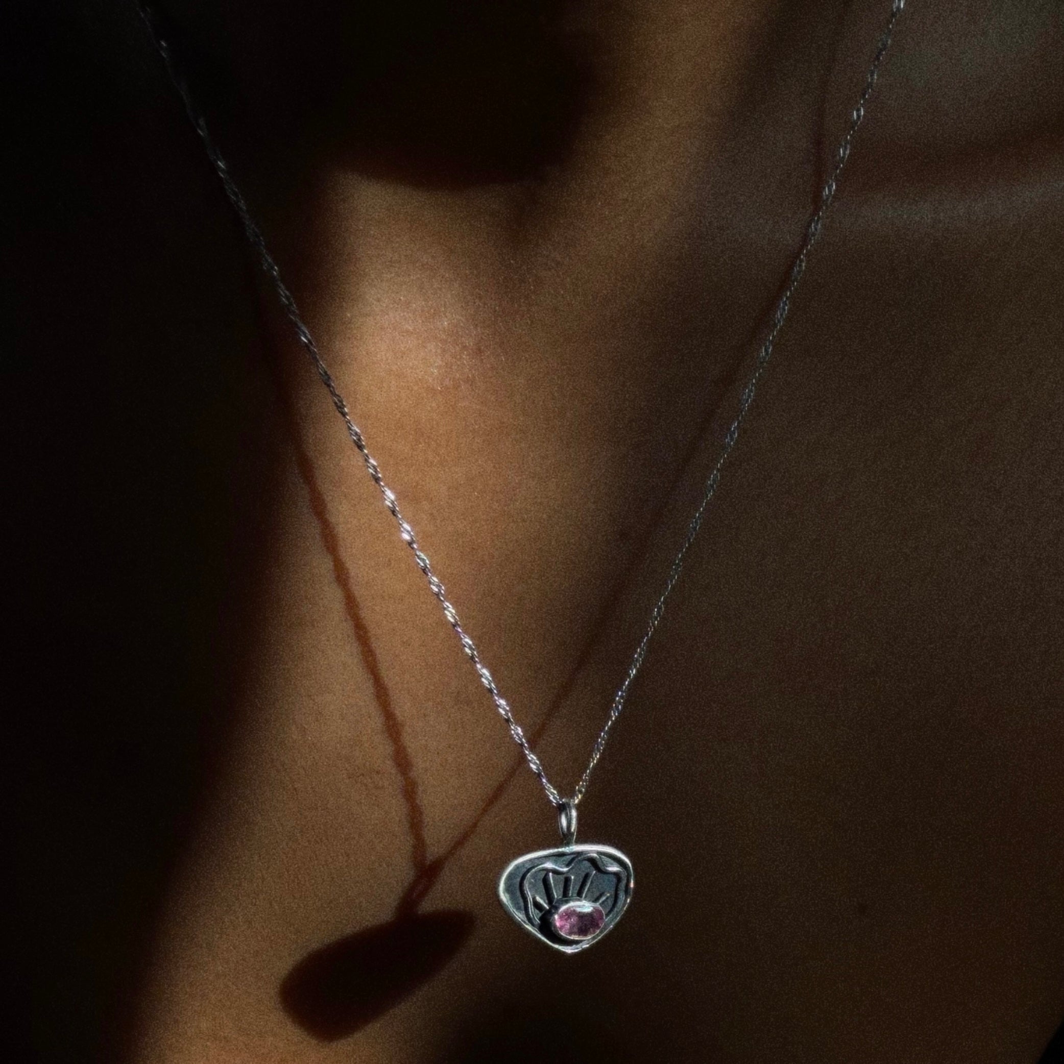 tourmaline shell sterling silver necklace