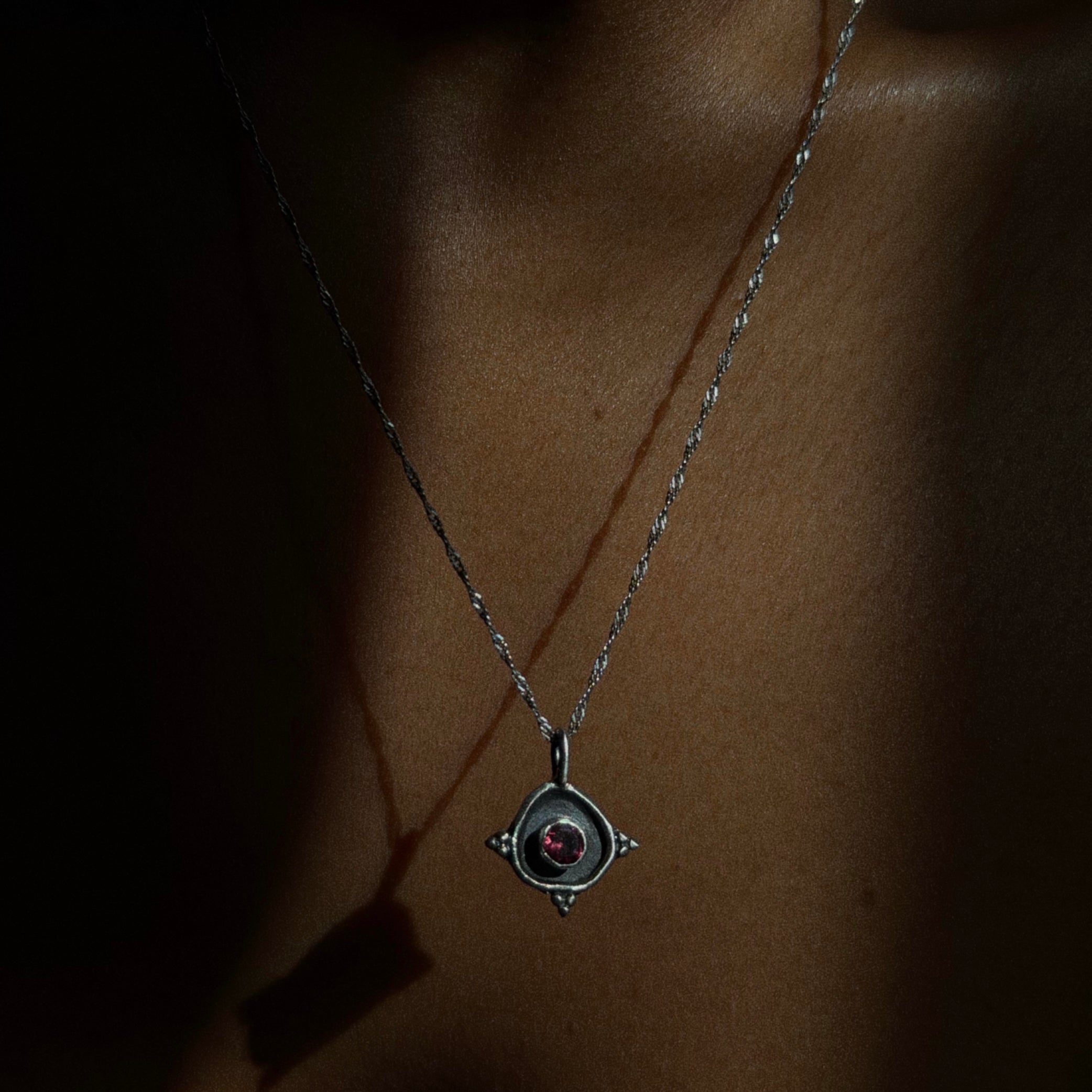 pink tourmaline silver necklace
