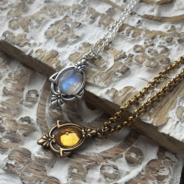 antique citrine and moonstone necklace