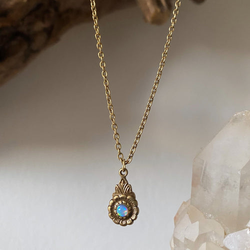 Arabella Antique Gold Opal Necklace