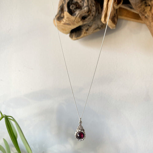 Arabella Fine Silver Garnet Necklace