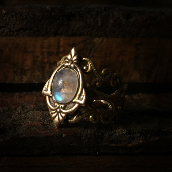 aria brass moonstone ring