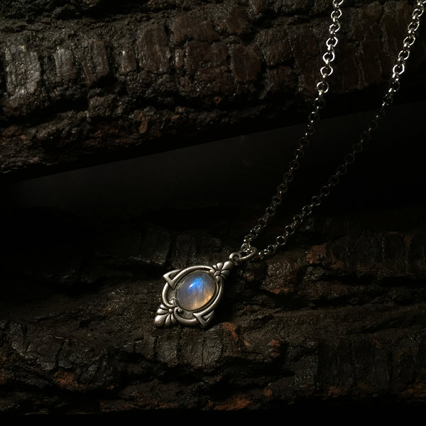 aria silver rainbow moonstone necklace