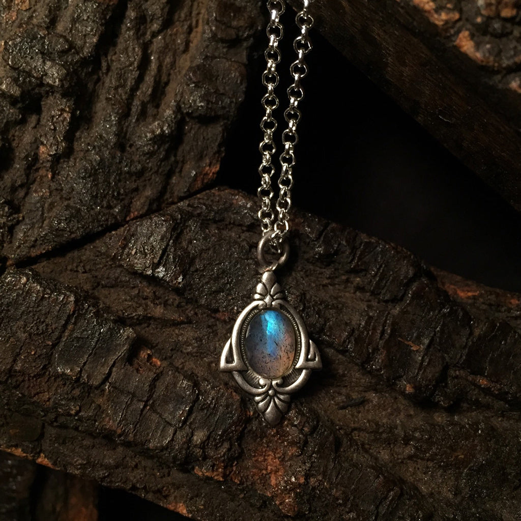 silver labradorite necklace