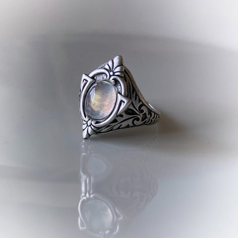aria silver moonstone ring