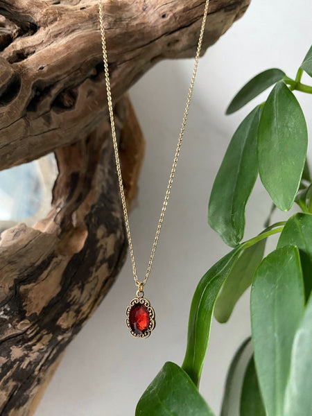dahlia red garnet necklace