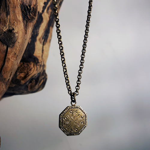 Adonis Antique Gold Octagon Necklace