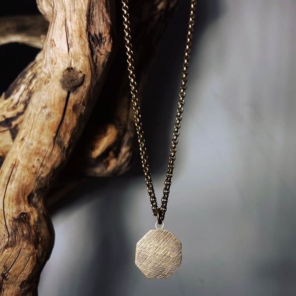 brushed brass octagon necklace
