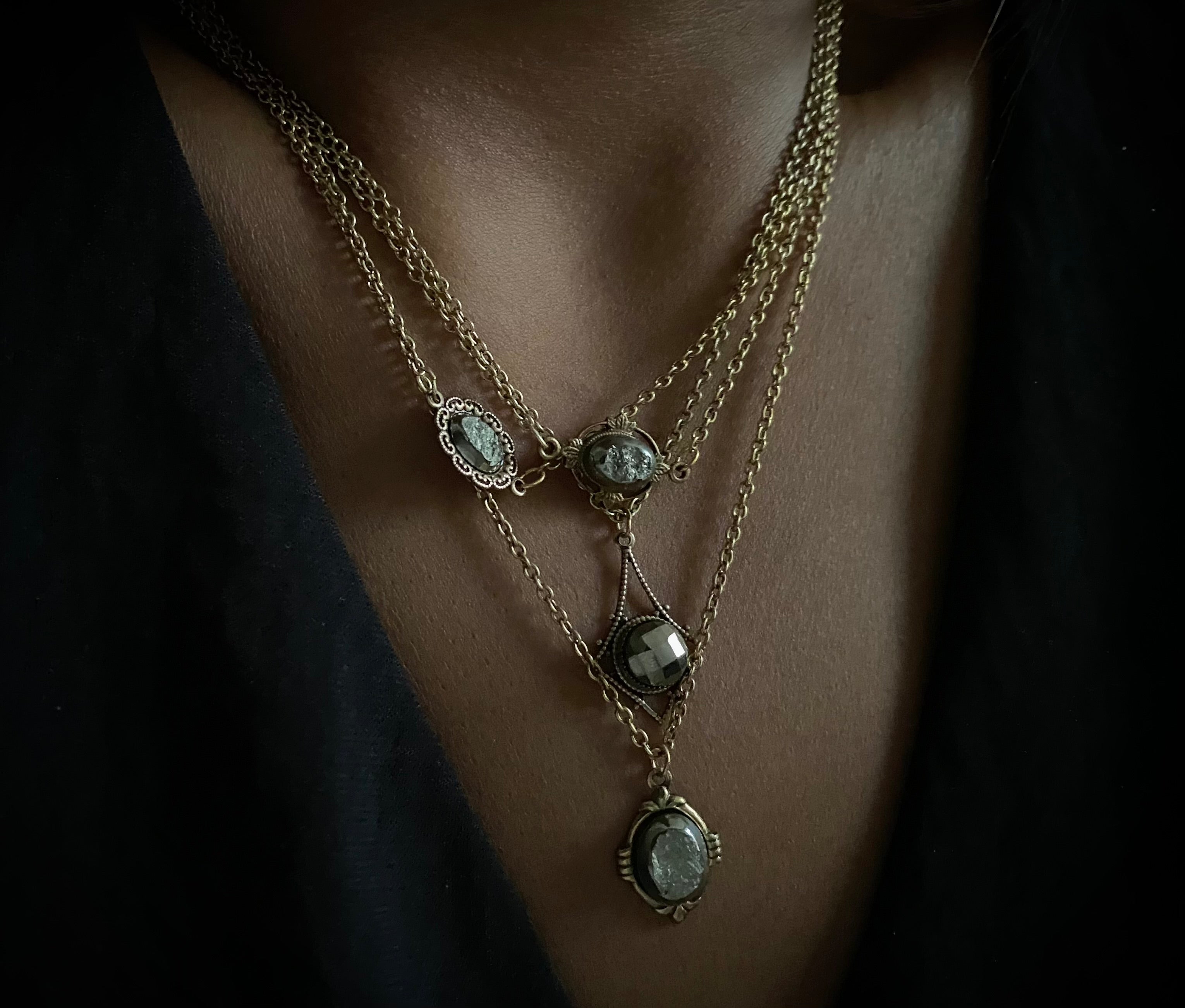 gold pyrite necklaces