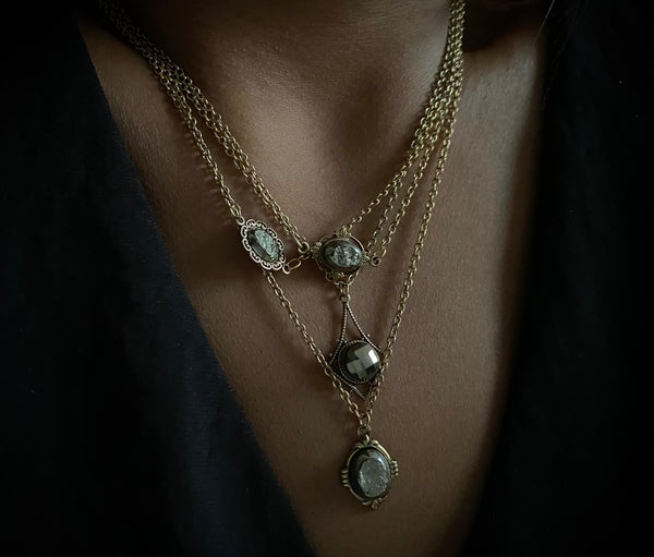gold pyrite necklaces