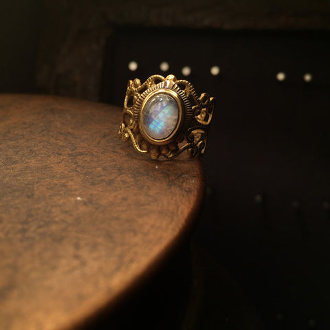 irissa brass moonstone ring